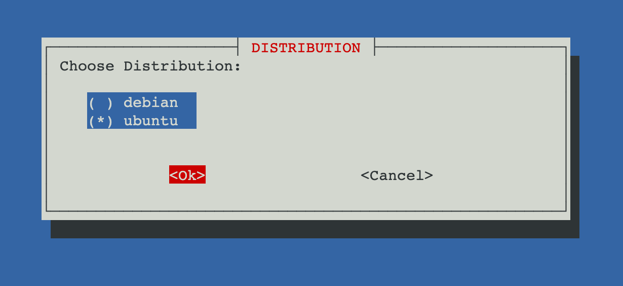 "Choose Distribution" window