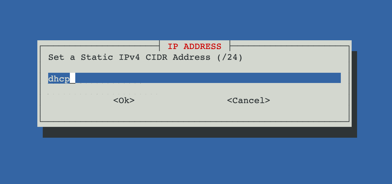 Static/Dynamic "IP Address" Window