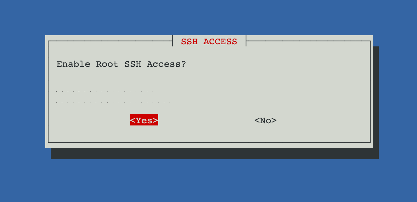 Allow root "SSH Access" window